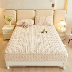 3 pcs Set Taffeta Velvet Fitted Bedsheet- kingsize Size