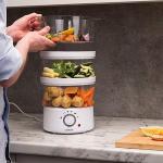 Cookworks White 3 Bowl Steamer 9.9L capacity.