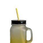 14OZ Colored Mug Sublimation Gradient Mason Jars With Handle Lids and Straw