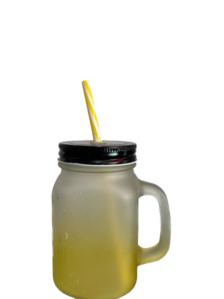 14OZ Colored Mug Sublimation Gradient Mason Jars With Handle Lids and Straw