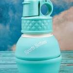 A collapsible silicone sports water bottle
