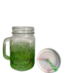 14OZ Colored Mug Sublimation Gradient Mason Jars With Handle Lids and Straw