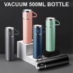Thermos Flask, Stainless Steel Drinking Bottle, Keeps Hot and Cold for 10 Hours, Insulated Flask 500 ml with Leak-Proof Lid and Handle,