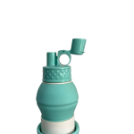 A collapsible silicone sports water bottle