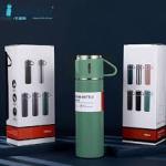 Thermos Flask, Stainless Steel Drinking Bottle, Keeps Hot and Cold for 10 Hours, Insulated Flask 500 ml with Leak-Proof Lid and Handle,