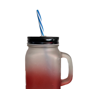 14OZ Colored Mug Sublimation Gradient Mason Jars With Handle Lids and Straw