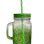14OZ Colored Mug Sublimation Gradient Mason Jars With Handle Lids and Straw