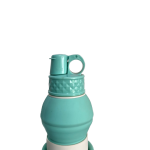 A collapsible silicone sports water bottle