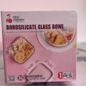 Red Cheery Borosilicate Glass Bowl 800ml (set of 1 piece)