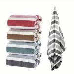 Striped Microfiber Towel - Super Soft, Quick-Dry, Absorbent, Light Beige-Friendly, Perfect for Home and Family, 70.0cm x 140.0cm, Multi-Color Pack, Quick-Dry Towel | Vibrant Towel | Microfibe